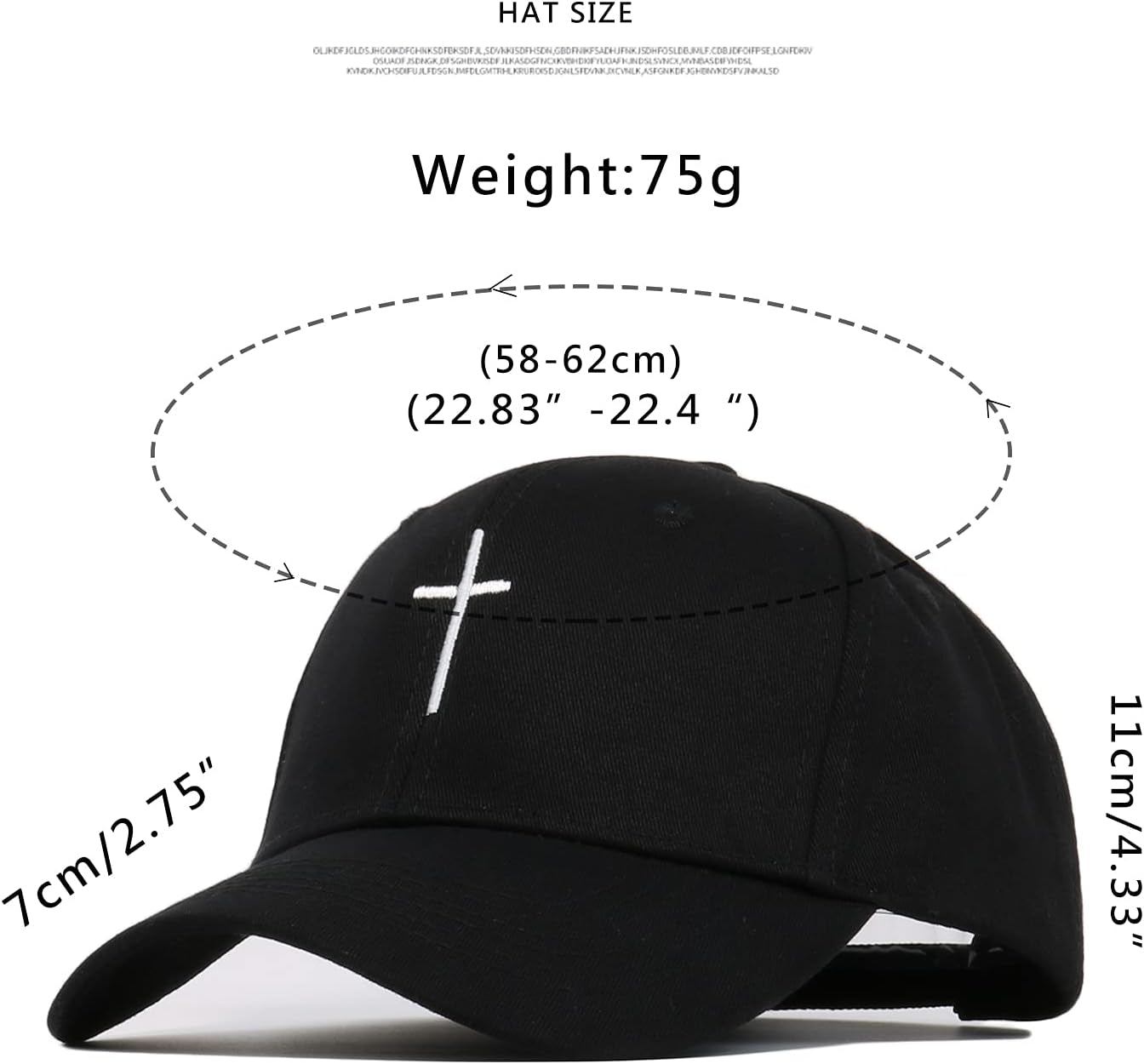 Cross Embroidery Baseball Cap,Adjustable Structured Dad Hat for Men Women Sun Hat