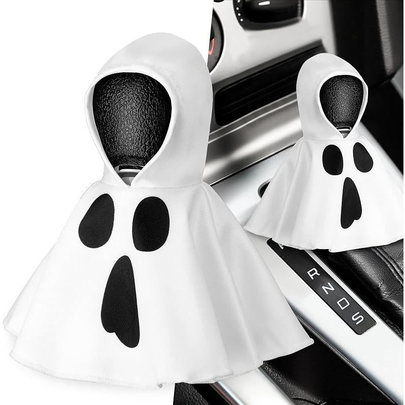 Halloween Car Gear Shift Hoodie Decoration Funny Gear Shift Cover Mini Universal Knob Hoodie Cover for Automotive Car Interior Accessories Gadgets Gift(Black,Skull)