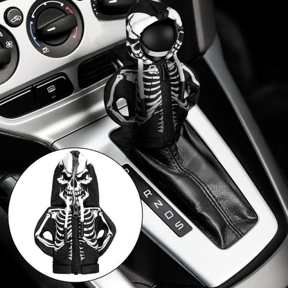 Halloween Car Gear Shift Hoodie Decoration Funny Gear Shift Cover Mini Universal Knob Hoodie Cover for Automotive Car Interior Accessories Gadgets Gift(Black,Skull)