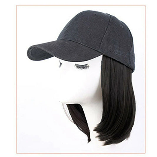 Baseball Hat with Short Hair Wigs Bob Hair Synthetic Hat for Women Summer Short Straight Hair Heat Resistant Fiber 2023 New