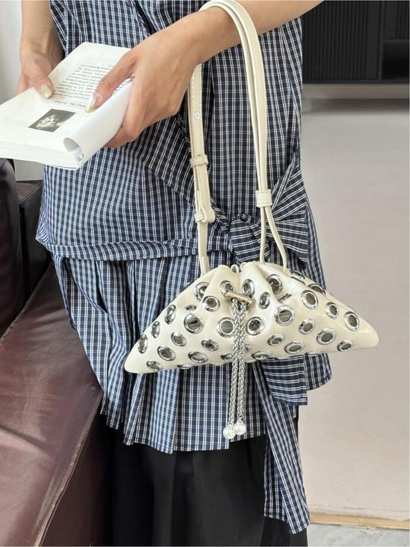 Women'S Fashionable Punk Style Studded Decor Crossbody Bag, Casual Versatile High-Quality Daily Commuting Bag, Girl Fashionable Shopping Bag