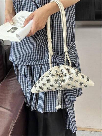 Women'S Fashionable Punk Style Studded Decor Crossbody Bag, Casual Versatile High-Quality Daily Commuting Bag, Girl Fashionable Shopping Bag