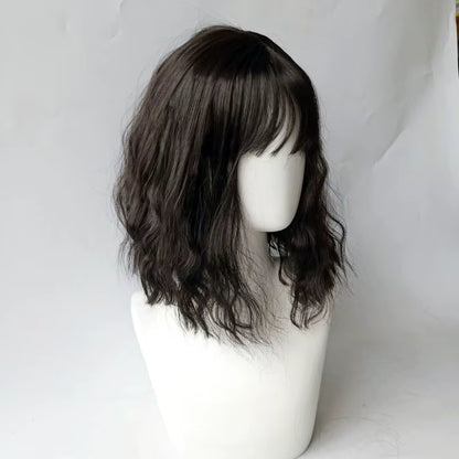 Korea Style Hair Extensions Synthetic Fashion Young Female Wigs Breathable Head Cover Shoulder Length Curly Wig Hat for Women