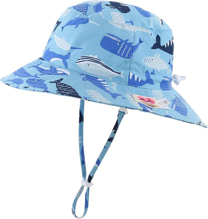 UPF50+ Wide Brim Sun Hat Boys Girls Sun Protection Hat Zoo Beach Swim Safari Bucket Hat for Baby Toddler Kid