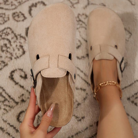 Women'S Suede Cork Clogs Slippers with Adjustable Buckle Slip on Mules Potato Shoes for Indoor and Outdoor Activities