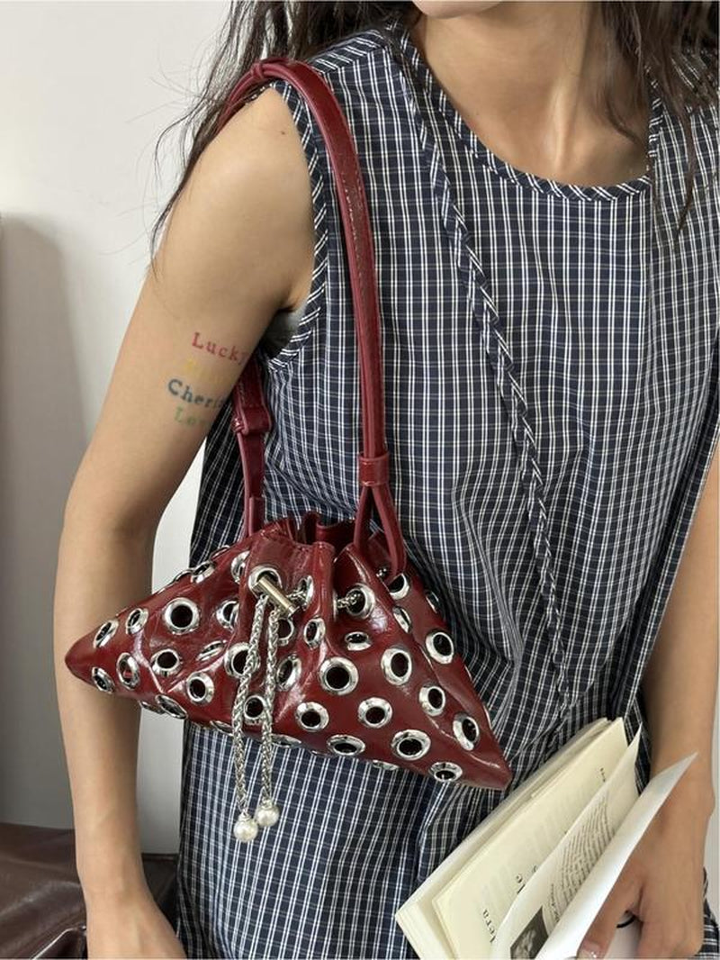 Women'S Fashionable Punk Style Studded Decor Crossbody Bag, Casual Versatile High-Quality Daily Commuting Bag, Girl Fashionable Shopping Bag