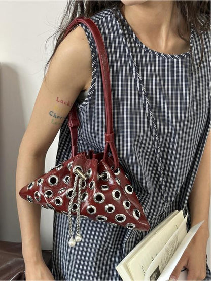 Women'S Fashionable Punk Style Studded Decor Crossbody Bag, Casual Versatile High-Quality Daily Commuting Bag, Girl Fashionable Shopping Bag