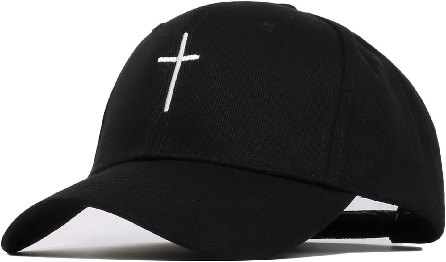 Cross Embroidery Baseball Cap,Adjustable Structured Dad Hat for Men Women Sun Hat