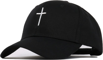 Cross Embroidery Baseball Cap,Adjustable Structured Dad Hat for Men Women Sun Hat