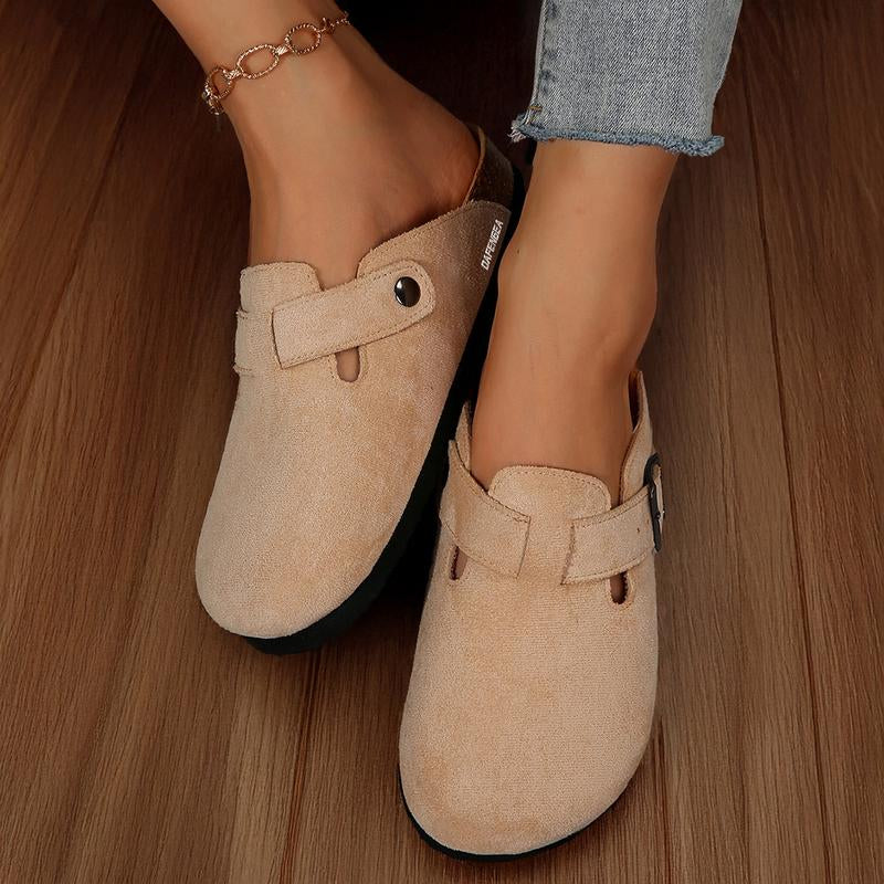 Women'S Suede Cork Clogs Slippers with Adjustable Buckle Slip on Mules Potato Shoes for Indoor and Outdoor Activities