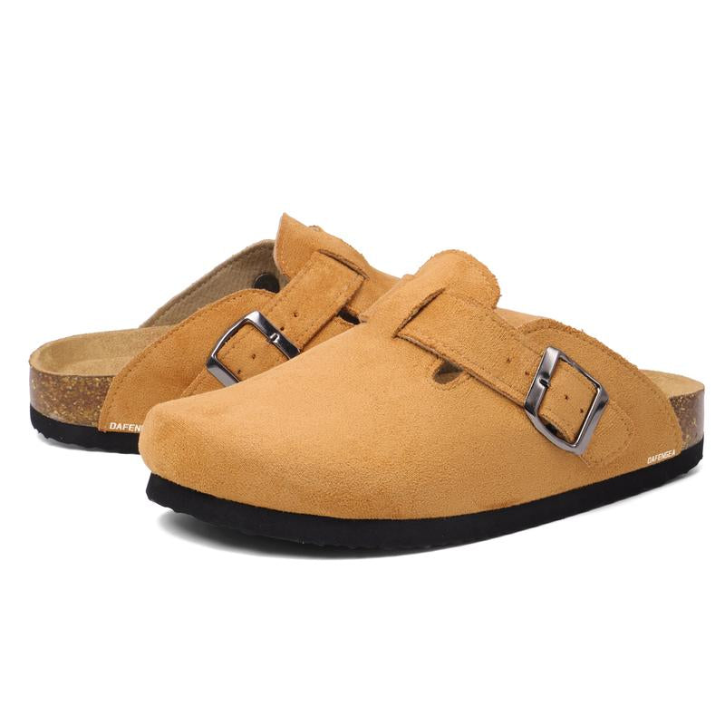 Women'S Suede Cork Clogs Slippers with Adjustable Buckle Slip on Mules Potato Shoes for Indoor and Outdoor Activities