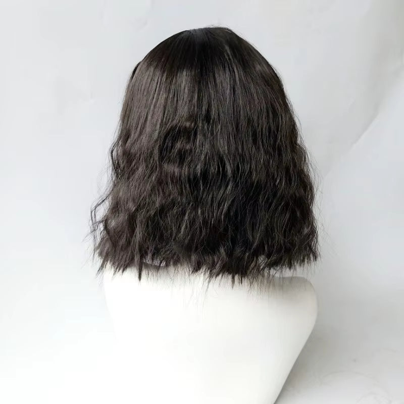 Korea Style Hair Extensions Synthetic Fashion Young Female Wigs Breathable Head Cover Shoulder Length Curly Wig Hat for Women