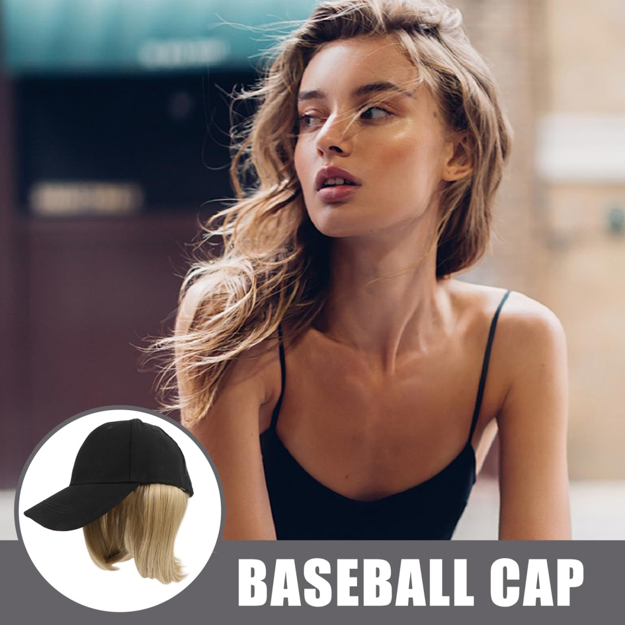 Short Straight Wig Hat Baseball Cap with Hair Extensions for Women Adjustable Baseball Cap with Hair Attached for Daily Wear and Casual Outings