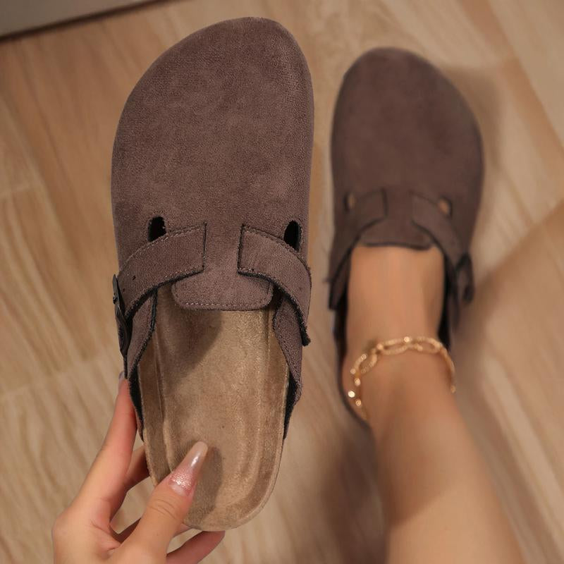 Women'S Suede Cork Clogs Slippers with Adjustable Buckle Slip on Mules Potato Shoes for Indoor and Outdoor Activities