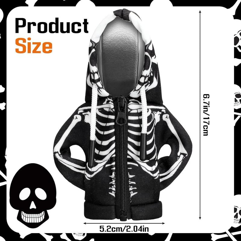 Halloween Car Gear Shift Hoodie Decoration Funny Gear Shift Cover Mini Universal Knob Hoodie Cover for Automotive Car Interior Accessories Gadgets Gift(Black,Skull)