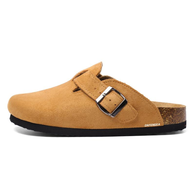 Women'S Suede Cork Clogs Slippers with Adjustable Buckle Slip on Mules Potato Shoes for Indoor and Outdoor Activities