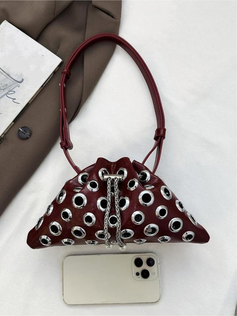Women'S Fashionable Punk Style Studded Decor Crossbody Bag, Casual Versatile High-Quality Daily Commuting Bag, Girl Fashionable Shopping Bag