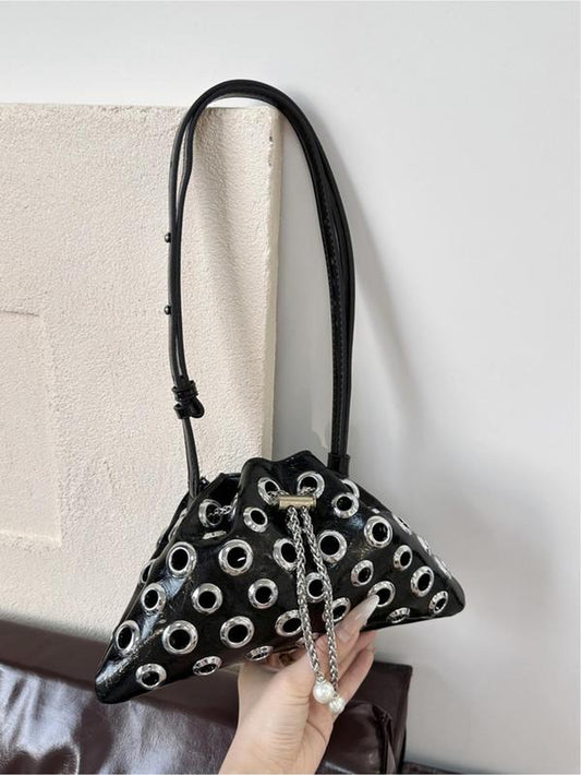 Women'S Fashionable Punk Style Studded Decor Crossbody Bag, Casual Versatile High-Quality Daily Commuting Bag, Girl Fashionable Shopping Bag
