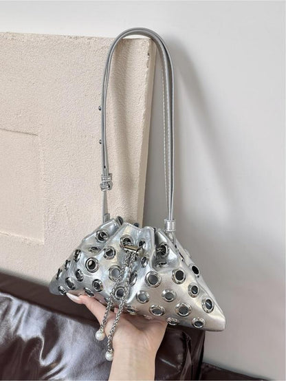 Women'S Fashionable Punk Style Studded Decor Crossbody Bag, Casual Versatile High-Quality Daily Commuting Bag, Girl Fashionable Shopping Bag