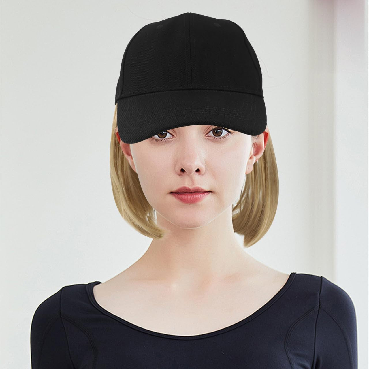 Short Straight Wig Hat Baseball Cap with Hair Extensions for Women Adjustable Baseball Cap with Hair Attached for Daily Wear and Casual Outings