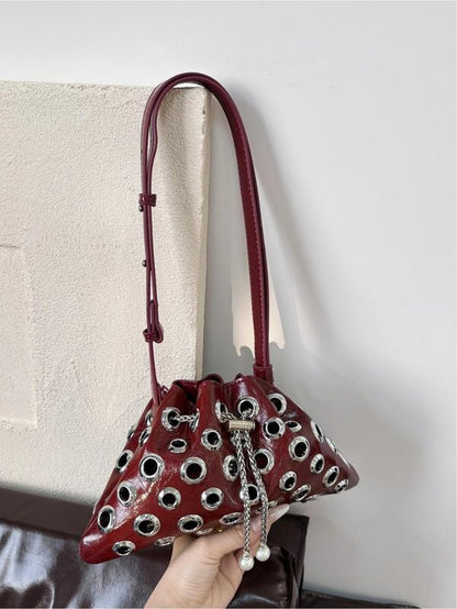 Women'S Fashionable Punk Style Studded Decor Crossbody Bag, Casual Versatile High-Quality Daily Commuting Bag, Girl Fashionable Shopping Bag