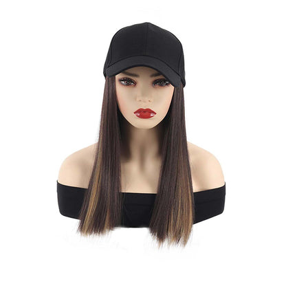 Woman Wig Baseball Cap with Hair Bob Human Hair Wig Adjustable Short Straight Hairpiece Replacement Wigs Hat