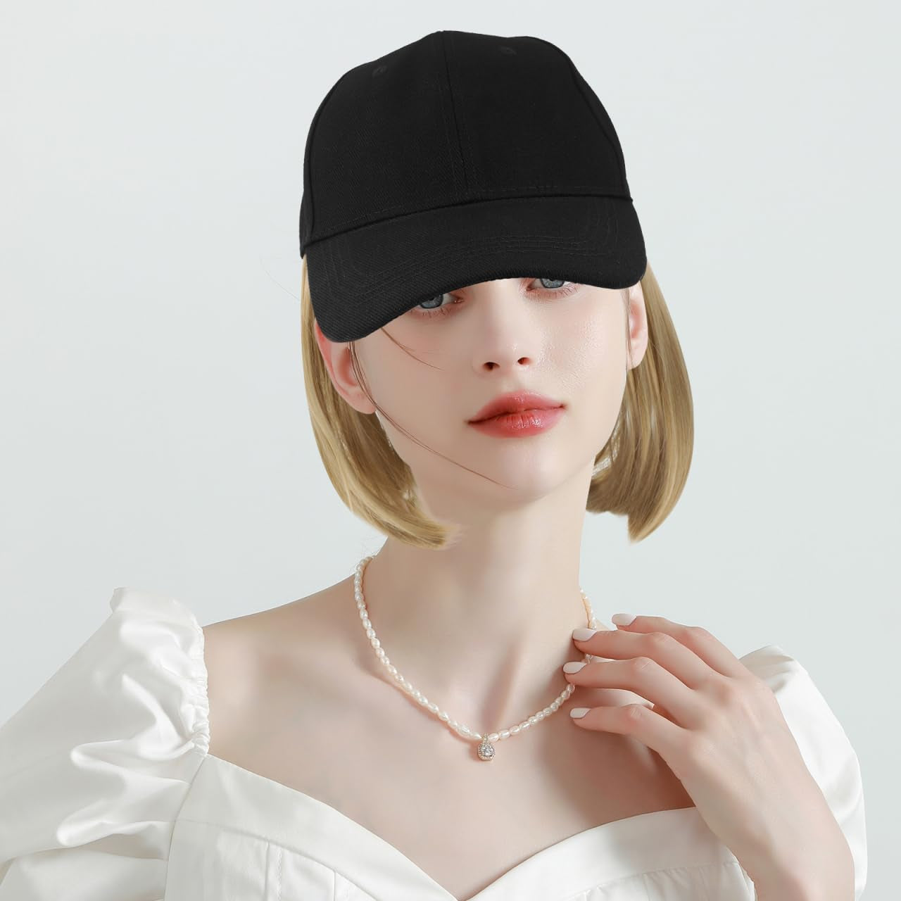 Short Straight Wig Hat Baseball Cap with Hair Extensions for Women Adjustable Baseball Cap with Hair Attached for Daily Wear and Casual Outings