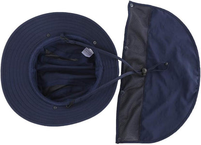 UPF 50+ Boys Sun Hat with Neck Flap Wide Brim Summer Beach Bucket Hat for Boys Girls Toddler Kids Safari Hat