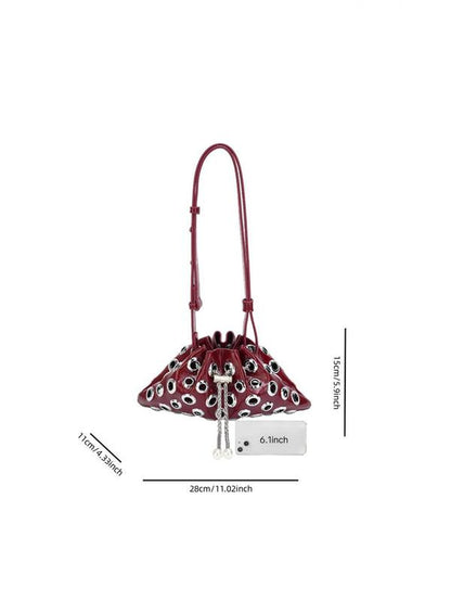 Women'S Fashionable Punk Style Studded Decor Crossbody Bag, Casual Versatile High-Quality Daily Commuting Bag, Girl Fashionable Shopping Bag