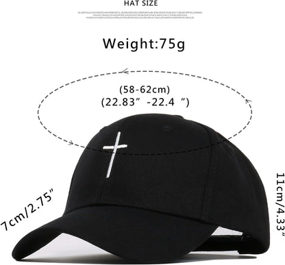 Cross Embroidery Baseball Cap,Adjustable Structured Dad Hat for Men Women Sun Hat