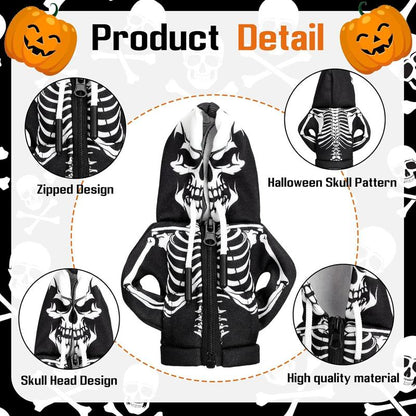 Halloween Car Gear Shift Hoodie Decoration Funny Gear Shift Cover Mini Universal Knob Hoodie Cover for Automotive Car Interior Accessories Gadgets Gift(Black,Skull)