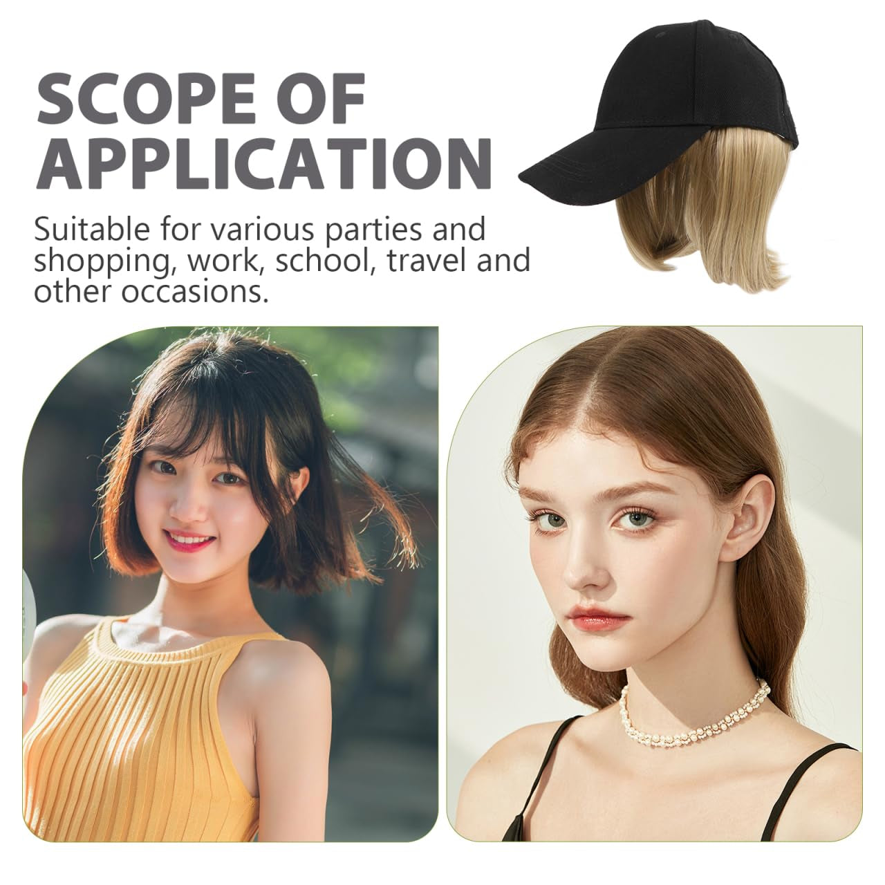 Short Straight Wig Hat Baseball Cap with Hair Extensions for Women Adjustable Baseball Cap with Hair Attached for Daily Wear and Casual Outings
